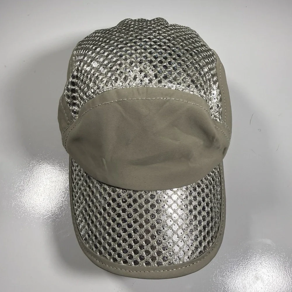 Beige Silver Evaporative Hydro-Cooling Cap Reflective Mesh UV Sun Protection Hat